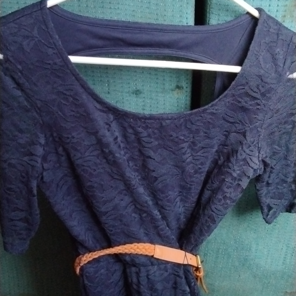 Navy blue dress with belt